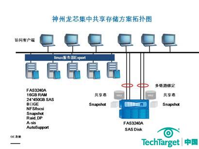 神州龙芯存储环境拓扑结构示意图